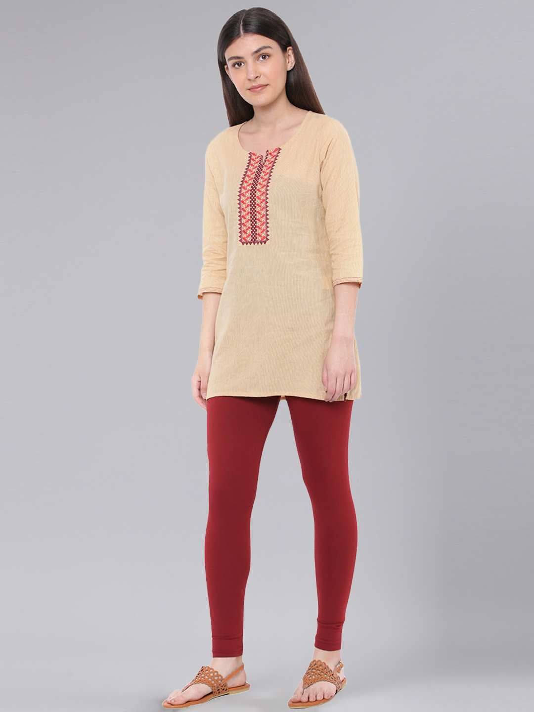 Dollar Missy Women’s Cotton Ankle Length Leggings - Maroon