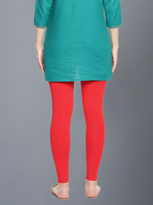 Dollar Missy Women’s Cotton Ankle Length Leggings - Red