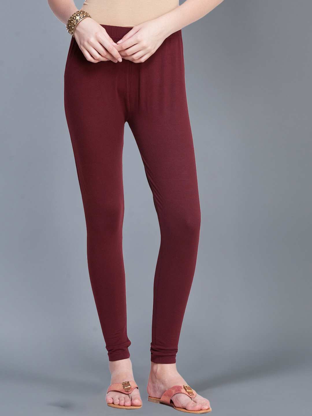 Dollar Missy Women’s Cotton Four Way Ankle Length Leggings - Deep Maroon