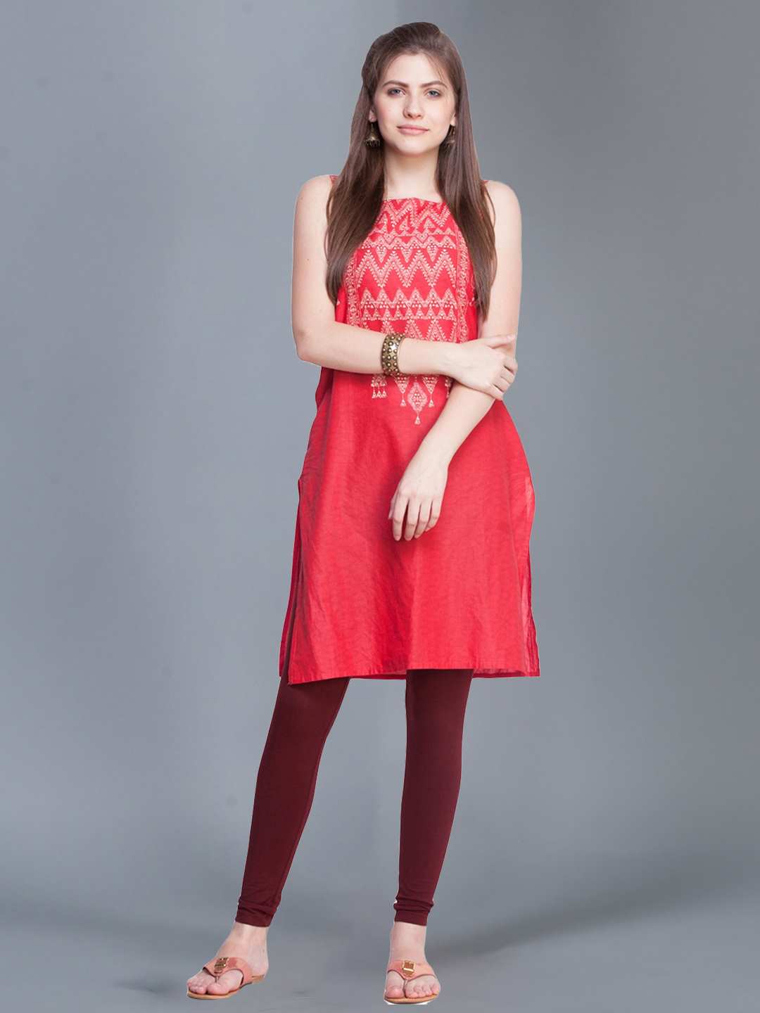 Dollar Missy Women’s Cotton Four Way Ankle Length Leggings - Deep Maroon