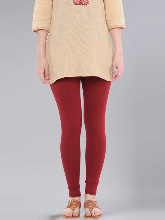 Dollar Missy Women’s Cotton Ankle Length Leggings - Maroon