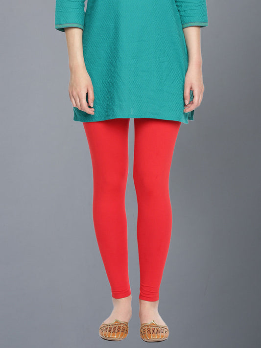 Dollar Missy Women’s Cotton Ankle Length Leggings - Red