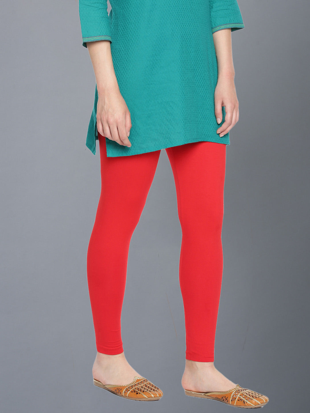 Dollar Missy Women’s Cotton Ankle Length Leggings - Red